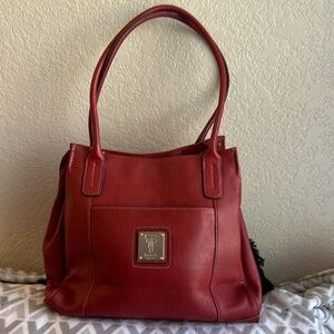 Tignanello Crimson Leather Double-Handle Shoulder Bag